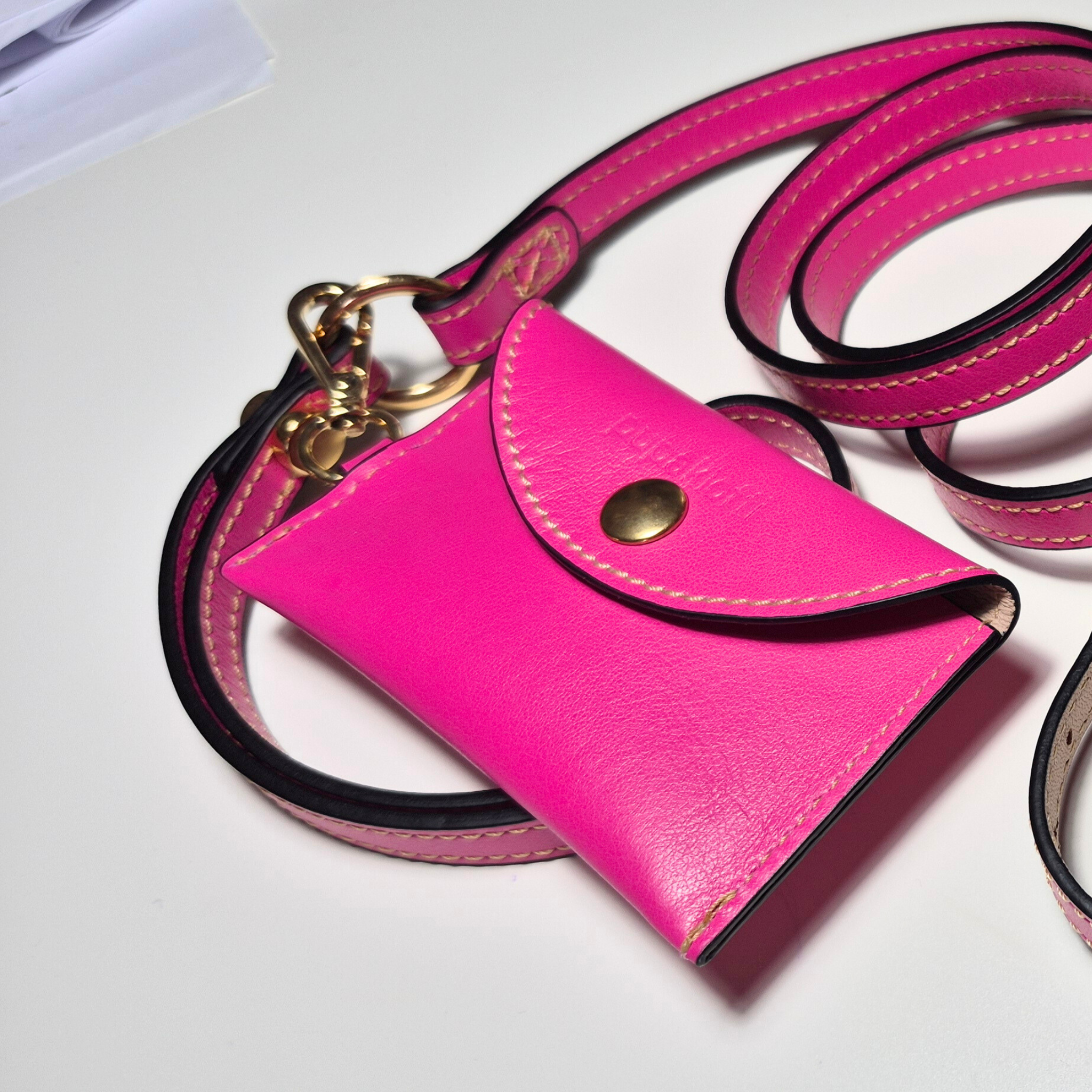 Set Collare e Guinzaglio in Pelle con Porta Sacchetti